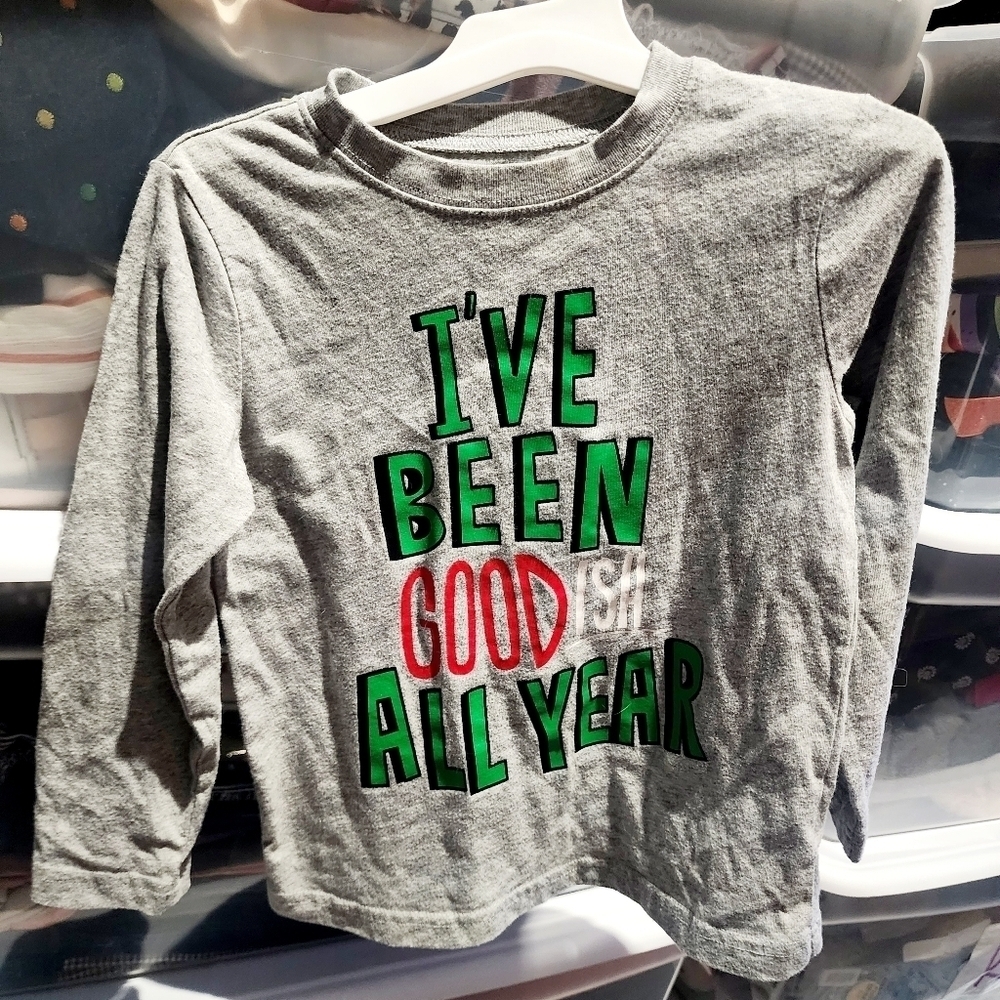 Okie Dokie Grey Graphic Long Sleeve "I've Been Good-ish This Year" Christmas Tee